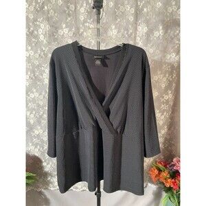 Lane Bryant Pinstripe Blouse Black & Blue Corpcore Business Casual Size 26/28